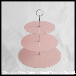 Pink Colored Tempered Glass Display Plate