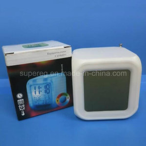 Cube Plastic LCD Promotion Alarm Clock with Radio Function