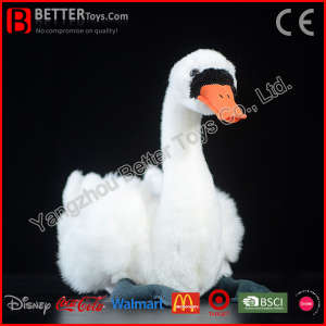 ASTM Lifelike Plush White Swan Realistic Stuffed Bird Soft Toy
